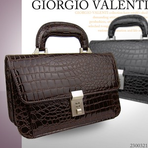 セカンドバッグ GIORGIO VALENTI　ジョルジオ バレンチ　エナメルクロコ型押し/ブラック