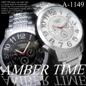 メンズ腕時計 AMBER TIME ビッグフェイス　メタル/ブラック