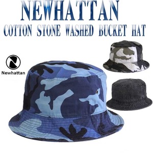 ハットメンズ　 NEWHATTAN 　COTTON STONE WASHED BUCKET HATS/BLUE CAMOサイズS-M - 拡大画像