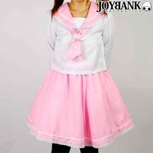 爽やか2color お花レースのパステルセーラー服 ピンク Mサイズ コスプレ衣装 制服 - 拡大画像