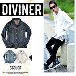 こだわりのヴィンテージ感★【DIVINER】デニムジャケット/メンズ 秋冬 ジーンズ ブルゾン/ホワイトXLサイズ