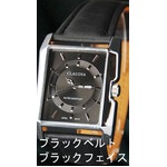 メンズ腕時計 クォーツ　スクウェアー　メンズウォッチ-CLAUDIA- 腕時計/文字盤black&ベルトblack
