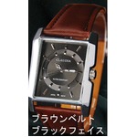メンズ腕時計 クォーツ　スクウェアー　メンズウォッチ-CLAUDIA- 腕時計/文字盤black&ベルトbrown