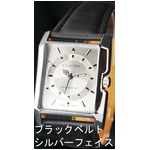 メンズ腕時計 クォーツ　スクウェアー　メンズウォッチ-CLAUDIA- 腕時計/文字盤シルバー&ベルトブラック