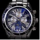 メンズ腕時計 ブラックメタル　デザインクロノグラフ＆ムーンフェイス　腕時計/ブルーフェイス - 縮小画像2