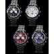 メンズ腕時計 ブラックメタル　デザインクロノグラフ＆ムーンフェイス　腕時計/ブルーフェイス - 縮小画像3