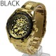 メンズ腕時計  【重厚なビッグフェイス】全面ゴールド3Dフルスケルトン自動巻き腕時計【全2色・保証書付】/ブラック - 縮小画像4