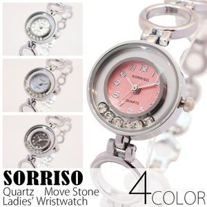 レディース腕時計【SORRISO　ソリッソ】ムーブストーン・レディース腕時計(全4色)/ホワイト - 拡大画像