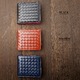 二つ折り財布【CRESTA】イントレメッシュ編み込み　カラートリミングラウンド短財布/ブラック×レッド - 縮小画像4