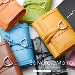 レディース財布 【Salvatore Marra】タッセル付き牛革製短財布　MS-1110B/グレイ