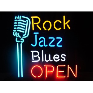 ネオンサイン 【ROCK JAZZ BLUES OPEN】ロックジャズブルースオープン（ネオン管 看板 アメリカン雑貨 ・NEON SIGN・ネオンサイン）