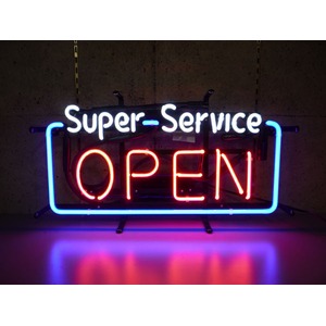 ネオンサイン Super Service OPEN（ネオン管 看板 アメリカン雑貨 ・NEON SIGN・ネオンサイン） - 拡大画像