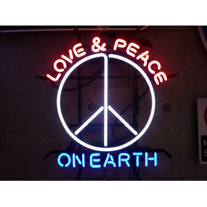 ネオンサイン LOVE＆PEACE ON EARTH （ネオン管 看板 アメリカン雑貨 ・NEON SIGN・ネオンサイン） - 拡大画像