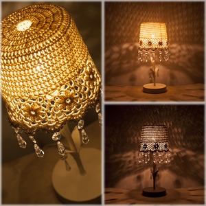 【Chandelier French Lace Table Lamp】ヨーロッパ風★フレンチレース テーブルランプ／クリーム - 拡大画像