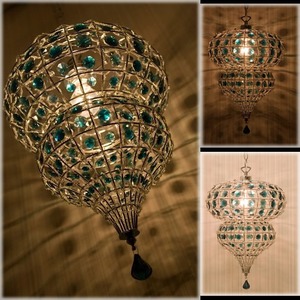 【Morocco Bijou Lamp】★ 1灯 モロッコビジューペンダントランプ♪GREEN♪