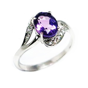 アメジスト リング 2月誕生石 1.1ct 紫水晶 スターリングシルバー 925 Amethyst リングサイズ8号