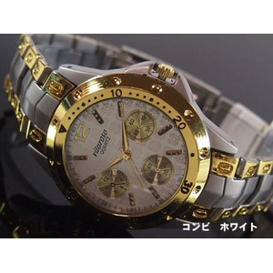 メンズ腕時計  ＶＩＴＡＲＯＳＯメンズ腕時計　メタルウォッチ　日本製ムーブメント　クロノデザイン/コンビ　ホワイト - 拡大画像