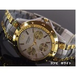 メンズ腕時計  VITAROSOメンズ腕時計 メタルウォッチ 日本製ムーブメント クロノデザイン/コンビ ホワイト