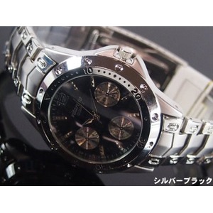 メンズ腕時計  ＶＩＴＡＲＯＳＯメンズ腕時計　メタルウォッチ　日本製ムーブメント　クロノデザイン/シルバーブラック - 拡大画像