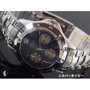 メンズ腕時計  ＶＩＴＡＲＯＳＯメンズ腕時計　メタルウォッチ　日本製ムーブメント　クロノデザイン/シルバーネイビー - 拡大画像