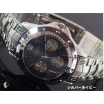 メンズ腕時計  VITAROSOメンズ腕時計 メタルウォッチ 日本製ムーブメント クロノデザイン/シルバーネイビー