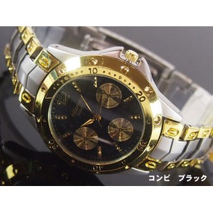 メンズ腕時計  ＶＩＴＡＲＯＳＯメンズ腕時計　メタルウォッチ　日本製ムーブメント　クロノデザイン/コンビ　ブラック - 拡大画像
