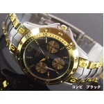 メンズ腕時計  VITAROSOメンズ腕時計 メタルウォッチ 日本製ムーブメント クロノデザイン/コンビ ブラック