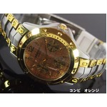 メンズ腕時計  VITAROSOメンズ腕時計 メタルウォッチ 日本製ムーブメント クロノデザイン/コンビ オレンジ