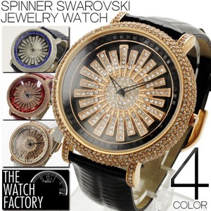 メンズ腕時計   【CITIZEN MIYOTAムーブメント】回転スワロフスキー・スピナー腕時計【全4色・BOX・保証付】/ブラック - 拡大画像