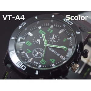 メンズ腕時計 VITAROSOメンズ腕時計　ラバーウォッチ　日本製ムーブメント　クロノデザイン/グリーン - 拡大画像