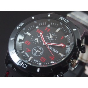 メンズ腕時計 VITAROSOメンズ腕時計　ラバーウォッチ　日本製ムーブメント　クロノデザイン/レッド - 拡大画像