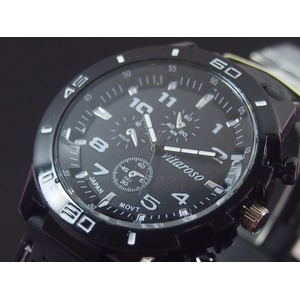 メンズ腕時計 VITAROSOメンズ腕時計　ラバーウォッチ　日本製ムーブメント　クロノデザイン/ホワイト - 拡大画像