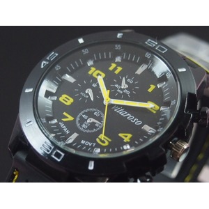 メンズ腕時計 VITAROSOメンズ腕時計　ラバーウォッチ　日本製ムーブメント　クロノデザイン/イエロー - 拡大画像
