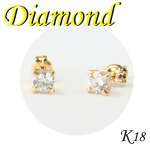 K18 イエローゴールド ダイヤモンド ピアス 4月誕生石 - 拡大画像