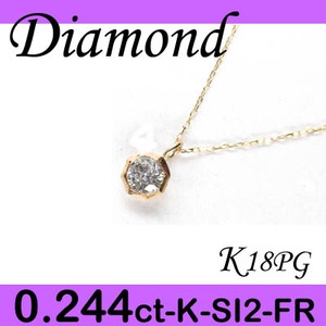K18 ピンクゴールド プチ ペンダント&ネックレス ダイヤモンド 0.244ct 4月誕生石