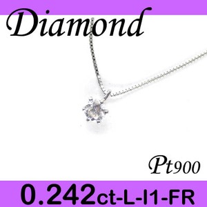 Pt900 プラチナ プチ ペンダント&ネックレス ダイヤモンド 0.242ct 4月誕生石
