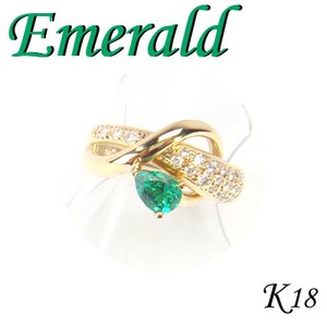 K18 イエローゴールド リング エメラルド & ダイヤモンド 5月誕生石/12号