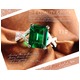 豪華な緑のエメラルド925純銀リング・デザインジュエリー 5月誕生石/12号 - 縮小画像2