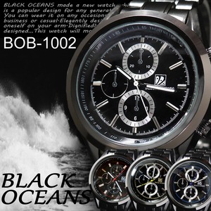 メンズ腕時計 ブラックメタルバンド メンズウォッチ ホワイト - 拡大画像