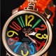 メンズ腕時計 革バンド　メンズウォッチ マルチカラー　ビッグフェイス/オレンジベルト&ブラックフェイス - 縮小画像2