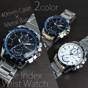 メンズ腕時計 ブルーインデックス腕時計2color/ブラック - 拡大画像