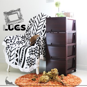 LUGS ラグス木目調4段 ダークブラウン チェスト 衣装ケース プラスチック BOX 収納ケース 木目 ウッド