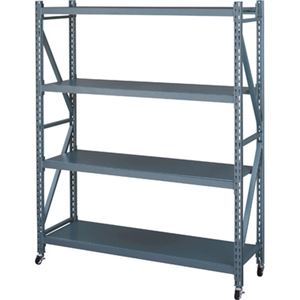 スチールラック/収納棚 【3段 グレー】 幅129cm キャスター付き 『ボルトレスラック』 〔オフィス 書斎 ダイニング リビング〕