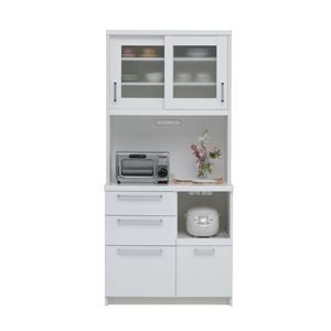 共和産業 リッツ 食器棚 90キッチンボード ホワイト【幅90.3×高さ195cm】 - 拡大画像