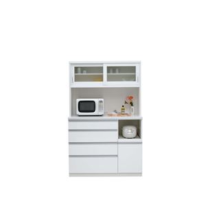 共和産業 アルバ 食器棚 120L／Hキッチンボード ホワイト【幅120.3×高さ190cm】 ソフトクローズ機能付き引出 - 拡大画像