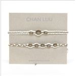 CHAN LUU（チャンルー） 1ラップ Friendship COLLECTION set 2 ペア・ブレスレット／ミサンガ ギフト、記念日オススメ☆ホワイト、ベージュ、アーモンドのコットンコードにスモーキークォーツクリスタルをミックス BS-3308 ALM MIX