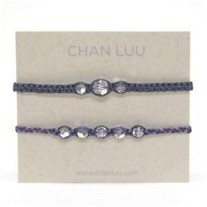 CHAN LUU（チャンルー） 1ラップ Friendship COLLECTION set 2 ペア・ブレスレット／ミサンガ ギフト、記念日オススメ☆ブルーベリー、ネイビー、パープルのコットンコードにクリアクリスタルをミックス BS-3308 BLU BRY MIX