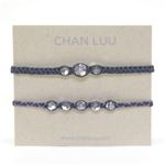 CHAN LUU（チャンルー） 1ラップ Friendship COLLECTION set 2 ペア・ブレスレット／ミサンガ ギフト、記念日オススメ☆ブルーベリー、ネイビー、パープルのコットンコードにクリアクリスタルをミックス BS-3308 BLU BRY MIX