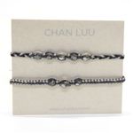 CHAN LUU（チャンルー） 1ラップ Friendship COLLECTION set 2 ペア・ブレスレット／ミサンガ ギフト、記念日オススメ☆メディバルブルー、グレーのコットンコードにミラークリスタルをミックス BS-3308 MED BLU MIX