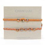 CHAN LUU（チャンルー） 1ラップ Friendship COLLECTION set 2 ペア・ブレスレット／ミサンガ ギフト、記念日オススメ☆ネオンオレンジ、グレー、オレンジカラーのコットンコードにミラークリスタルをミックス BS-3308 NEON ORG MIX